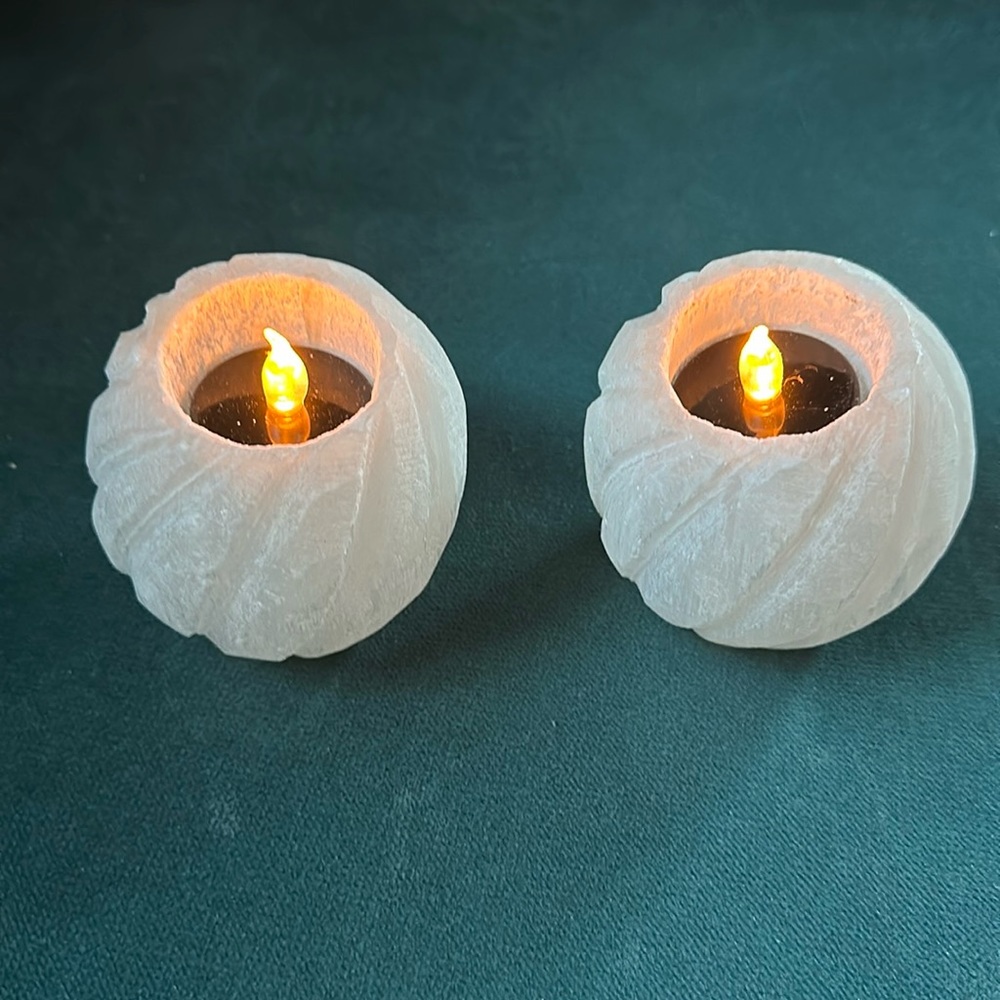 Selenite tea light holders